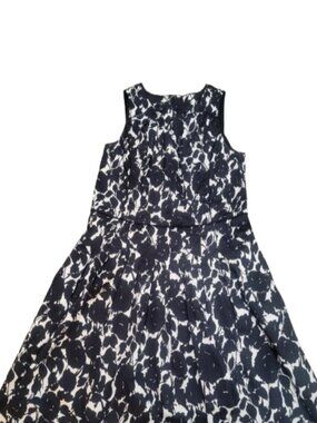 Talbots Classic Black and White Floral Sleeveless Dress